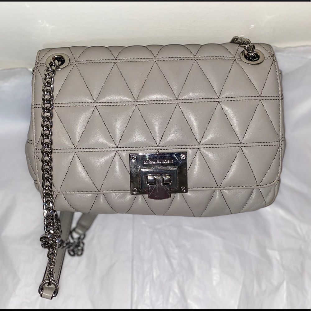 Michael Kors gray quilted shoulder bag crossbody